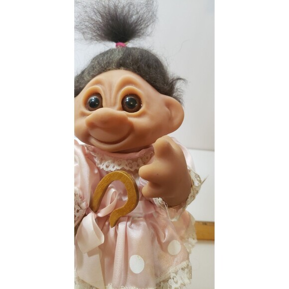 Dam Troll Little Bo Peep Doll Pink White Polka Dot Dress Brown Hair Norfin Tag - Picture 14 of 14